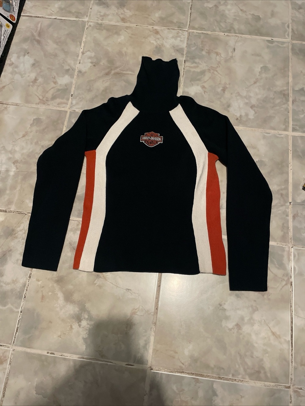 Harley-Davidson Logo Women’s Turtleneck Sweater Medium Racing Stripes